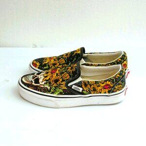 Vans Beauty Skull Sunflower Sneakers 5 Classic Slip-On Skater Shoes